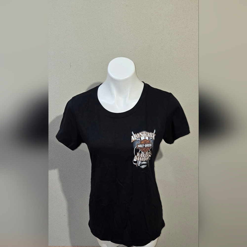 Harley Davidson Monterey California USA Tee Women's Black